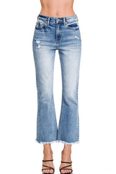 Light Wash Cropped Flare Jeans