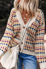 Multicolor Checkered Chunky Cardigan