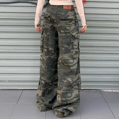 Camouflage Wide-Leg Cargo Pants