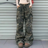 Camouflage Wide-Leg Cargo Pants