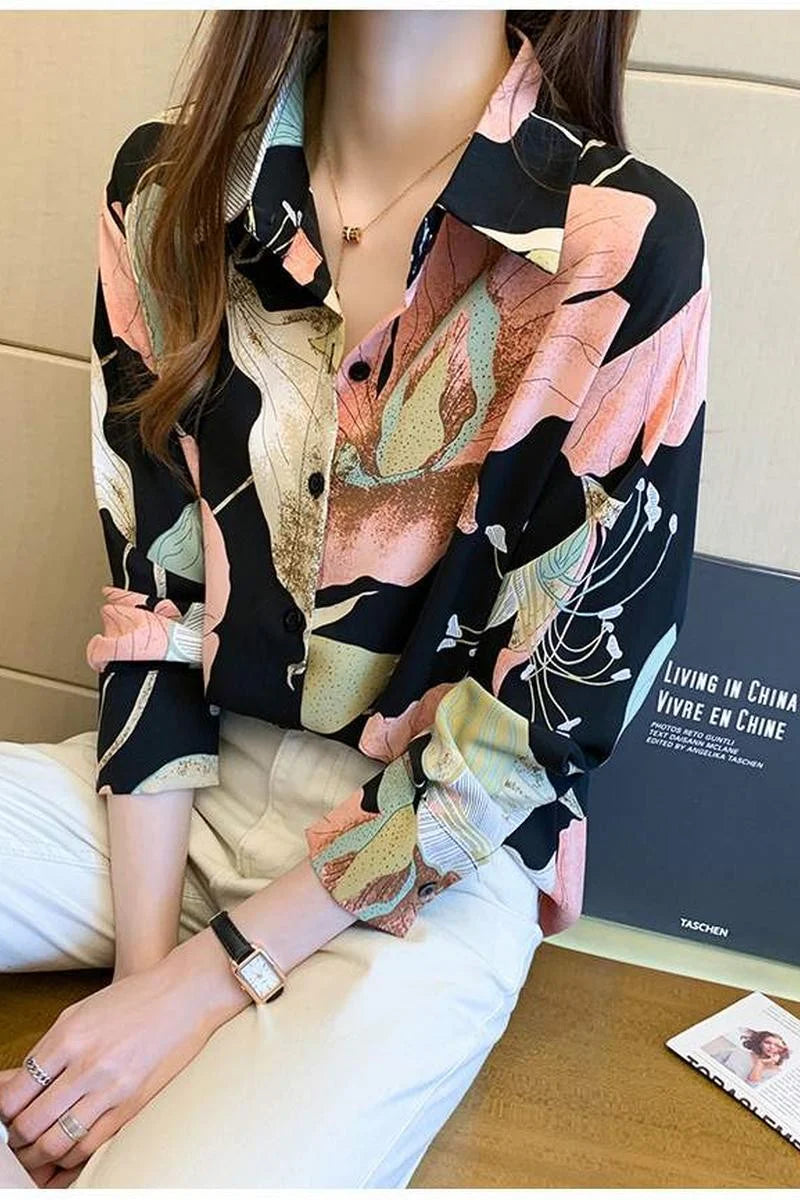 Floral Print Satin Shirt