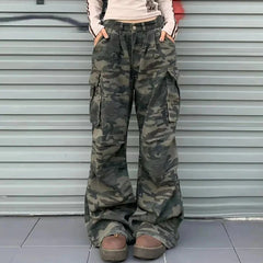 Camouflage Wide-Leg Cargo Pants
